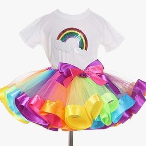 Toodler Girl Rainbow Tutu skirt and Shirt